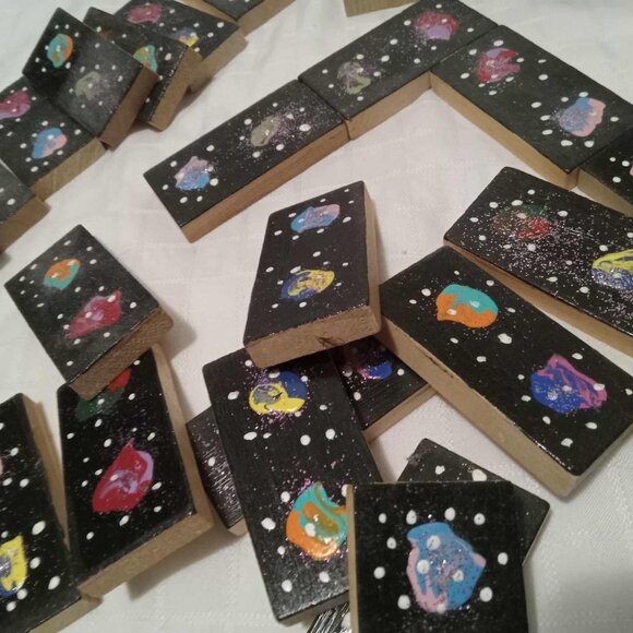 Set of handmade artistic Cosmos dominoes - Picture 3 of 11